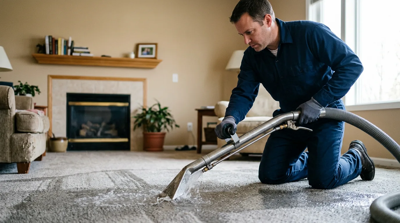Water damage restoration technician working near La Grange, IL